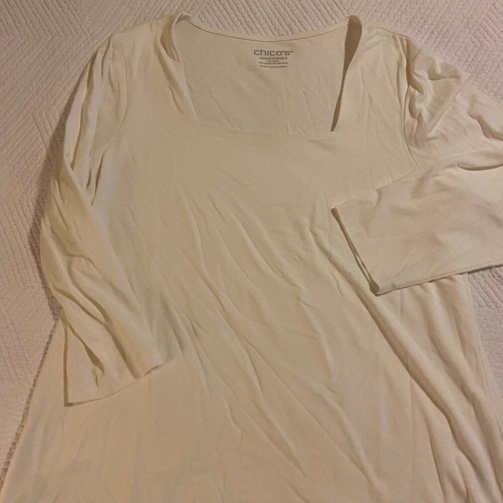 NWT  The Touch of Cool™ Square Neck Tee - Ecru - Size Chico 2 / L / 12